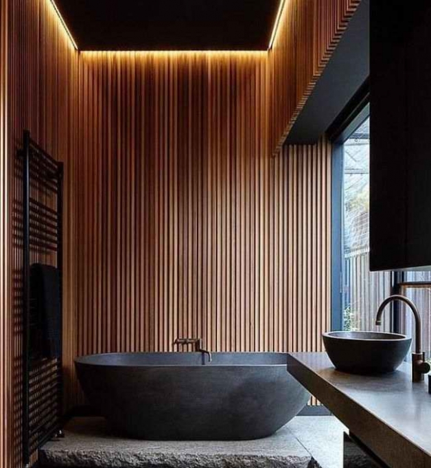 Дизайн ванной комнаты без плитки на стенах