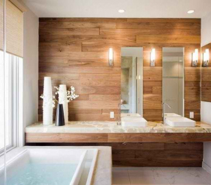 Деревянные панели в дизайне ванной