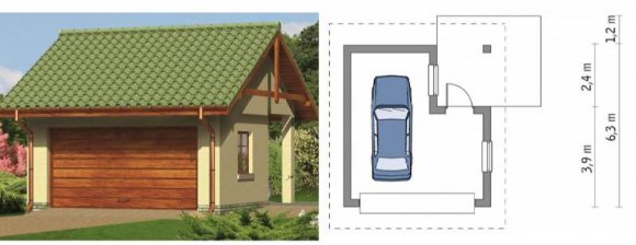 Проект гаража из пеноблоков на 1 машину