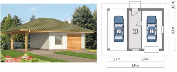 Проекты гаражей из пеноблоков на два авто