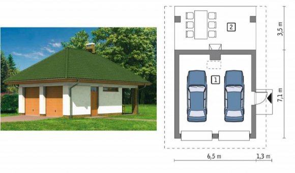 Проекты гаражей из пеноблоков на 2 машину