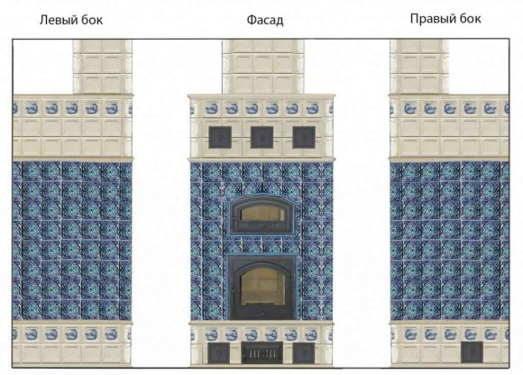 Облицовка печи плиткой - 3D макет