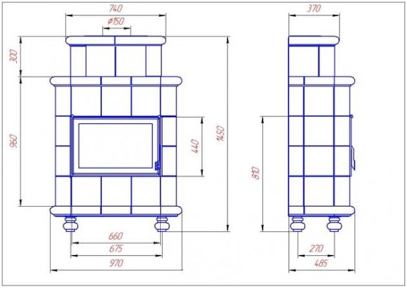 Чертеж изразцовой печи