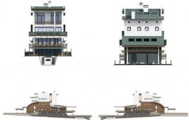 Проект трехэтажного дома с мансардой - фасады