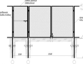Схема-чертеж ворот из сетки рабицы