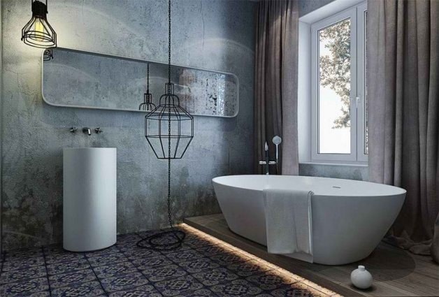 Штукатурка имитирующая бетонные стены в ванной